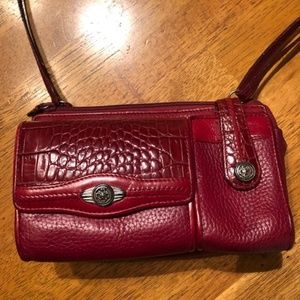 Brighton Vintage Red Leather Crossbody Purse